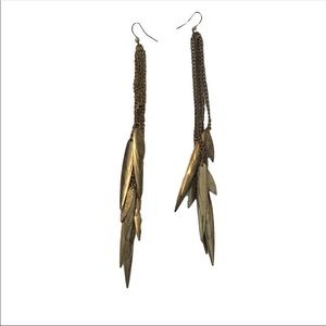 Long chain feather earrings